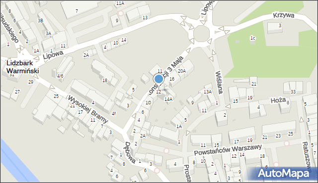 Lidzbark Warmiński, Konstytucji 3 Maja, 12, mapa Lidzbark Warmiński