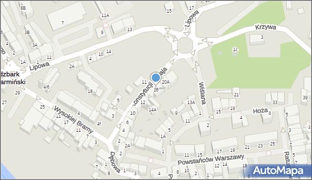 Lidzbark Warmiński, Konstytucji 3 Maja, 16, mapa Lidzbark Warmiński