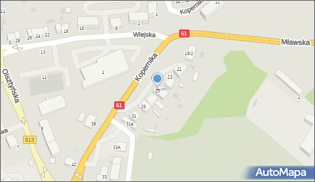 Lidzbark Warmiński, Kopernika Mikołaja, 25, mapa Lidzbark Warmiński