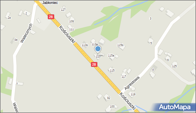 Limanowa, Kościuszki Tadeusza, gen., 113, mapa Limanowa