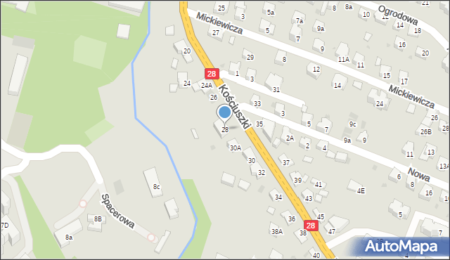 Limanowa, Kościuszki Tadeusza, gen., 28, mapa Limanowa