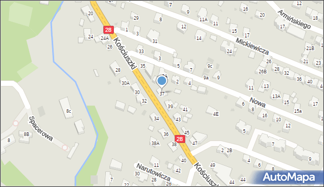 Limanowa, Kościuszki Tadeusza, gen., 37, mapa Limanowa