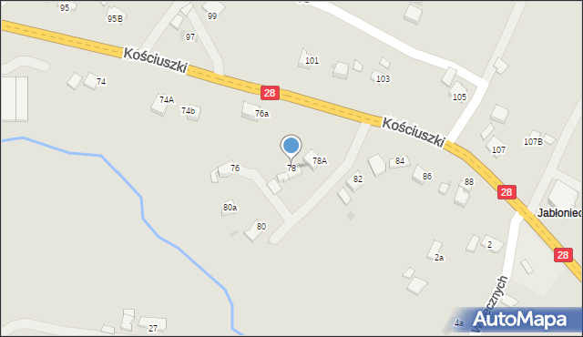 Limanowa, Kościuszki Tadeusza, gen., 78, mapa Limanowa