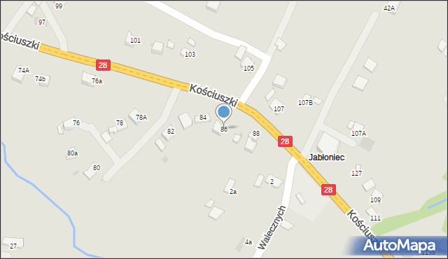 Limanowa, Kościuszki Tadeusza, gen., 86, mapa Limanowa