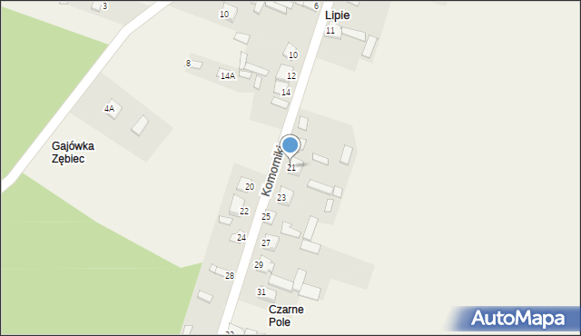 Lipie, Komorniki, 21, mapa Lipie