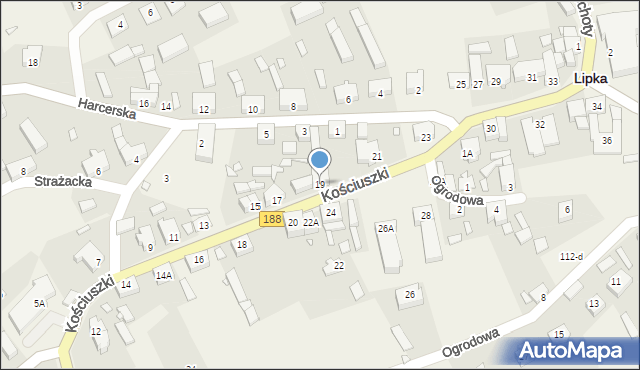 Lipka, Kościuszki Tadeusza, gen., 19, mapa Lipka