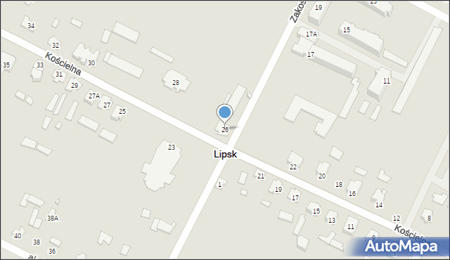 Lipsk, Kościelna, 26, mapa Lipsk