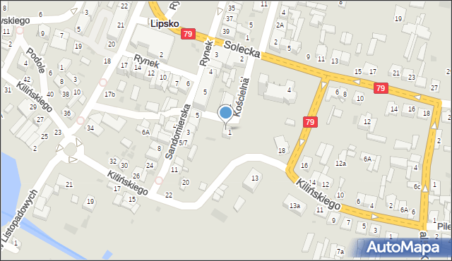 Lipsko, Kościelna, 3, mapa Lipsko