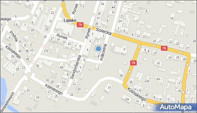 Lipsko, Kościelna, 4, mapa Lipsko