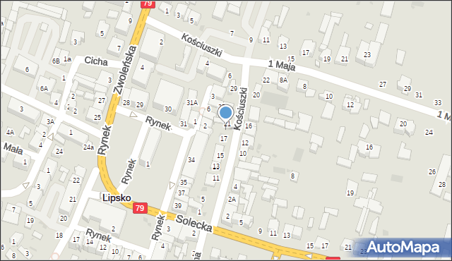 Lipsko, Kościuszki Tadeusza, gen., 19, mapa Lipsko