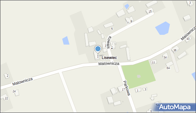 Lisewiec, Kowalska, 1, mapa Lisewiec