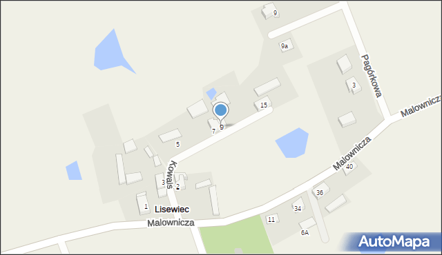 Lisewiec, Kowalska, 9, mapa Lisewiec