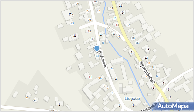 Lisięcice, Kościelna, 13, mapa Lisięcice