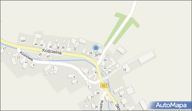 Lisięcice, Kościelna, 26, mapa Lisięcice