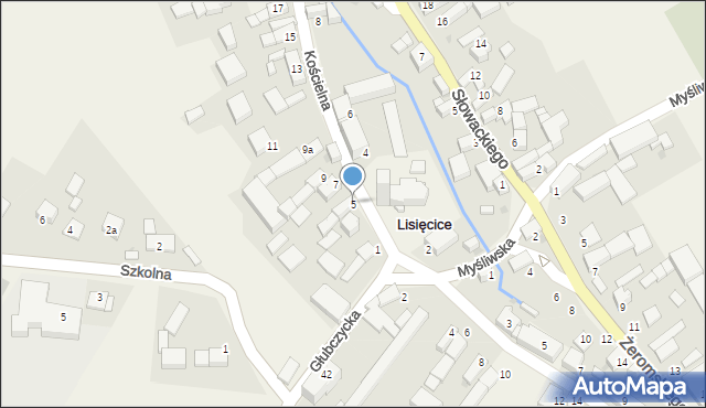 Lisięcice, Kościelna, 5, mapa Lisięcice
