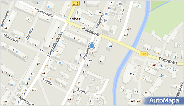 Łobez, Kościuszki Tadeusza, gen., 3, mapa Łobez
