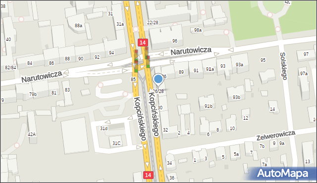 Łódź, Kopcińskiego Stefana, dr., 26/28, mapa Łodzi