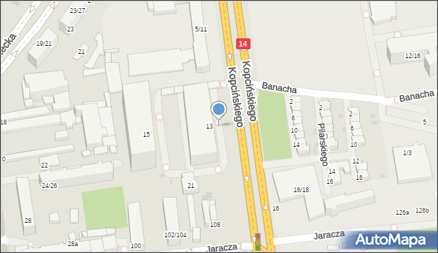 Łódź, Kopcińskiego Stefana, dr., 13/19, mapa Łodzi