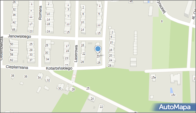 Łódź, Kotarbińskiego Tadeusza, prof., 23, mapa Łodzi