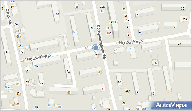 Łódź, Konspiracyjnego Wojska Polskiego, 7, mapa Łodzi