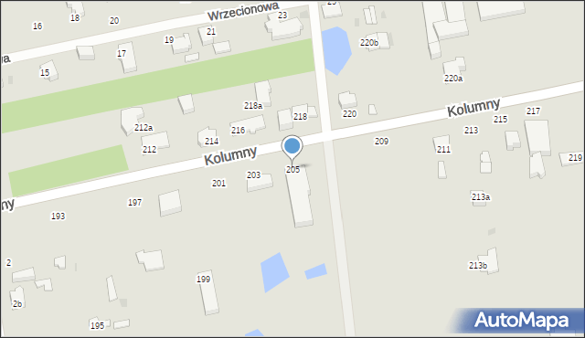 Łódź, Kolumny, 205, mapa Łodzi