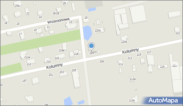 Łódź, Kolumny, 220, mapa Łodzi