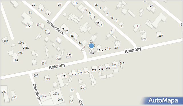 Łódź, Kolumny, 274, mapa Łodzi