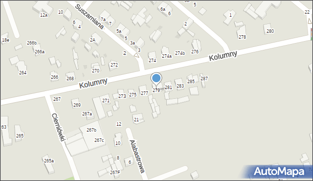 Łódź, Kolumny, 279, mapa Łodzi