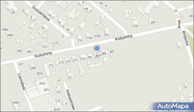 Łódź, Kolumny, 283, mapa Łodzi