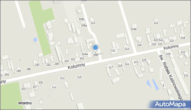 Łódź, Kolumny, 308, mapa Łodzi