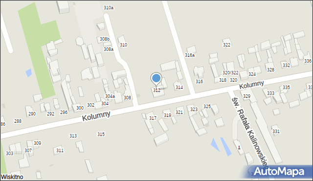 Łódź, Kolumny, 312, mapa Łodzi