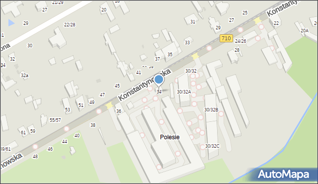 Łódź, Konstantynowska, 34, mapa Łodzi