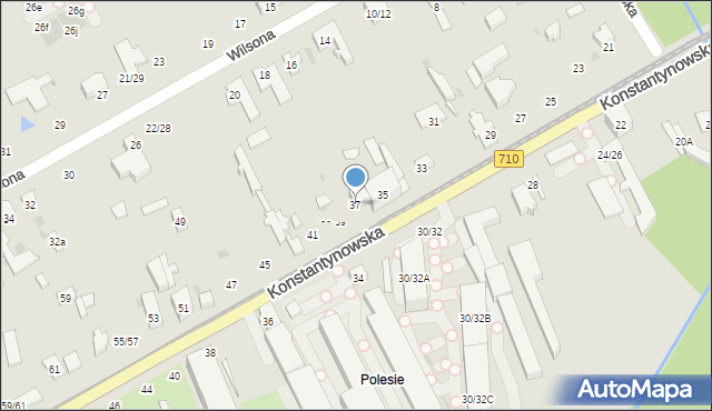 Łódź, Konstantynowska, 37, mapa Łodzi