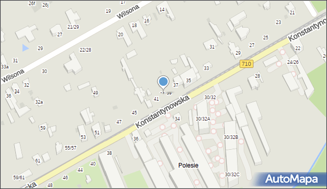 Łódź, Konstantynowska, 39a, mapa Łodzi