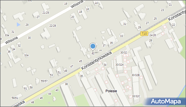 Łódź, Konstantynowska, 41, mapa Łodzi