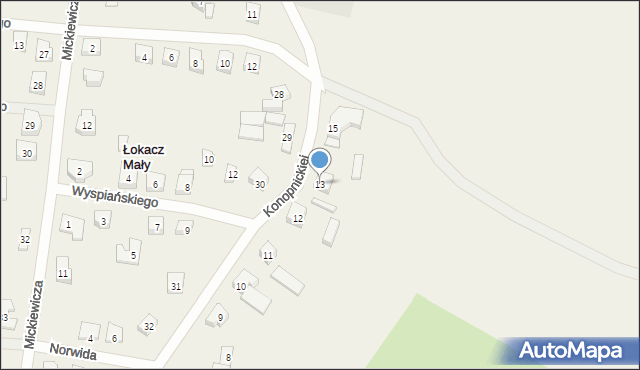 Łokacz Mały, Konopnickiej Marii, 13, mapa Łokacz Mały