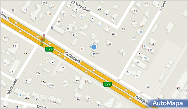 Łomianki, Kolejowa, 30, mapa Łomianki