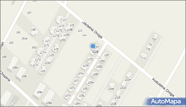 Łomianki Dolne, Kościelna Droga, 107C, mapa Łomianki Dolne