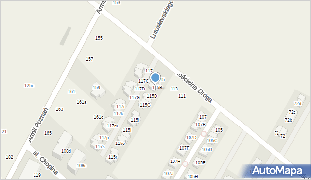 Łomianki Dolne, Kościelna Droga, 115C, mapa Łomianki Dolne