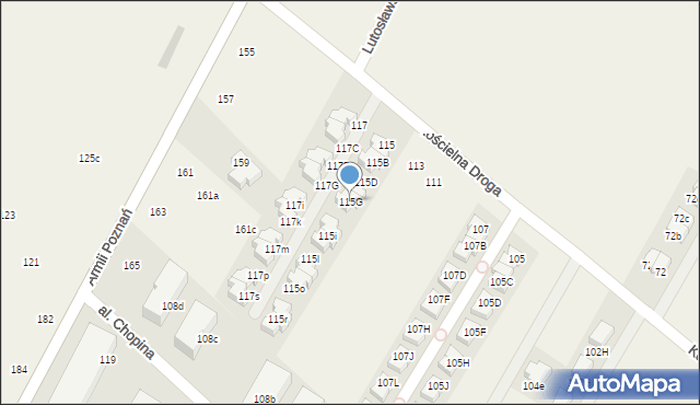 Łomianki Dolne, Kościelna Droga, 115G, mapa Łomianki Dolne