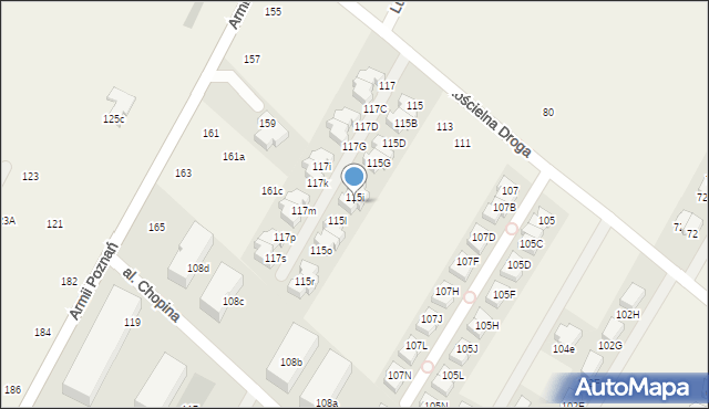 Łomianki Dolne, Kościelna Droga, 115j, mapa Łomianki Dolne