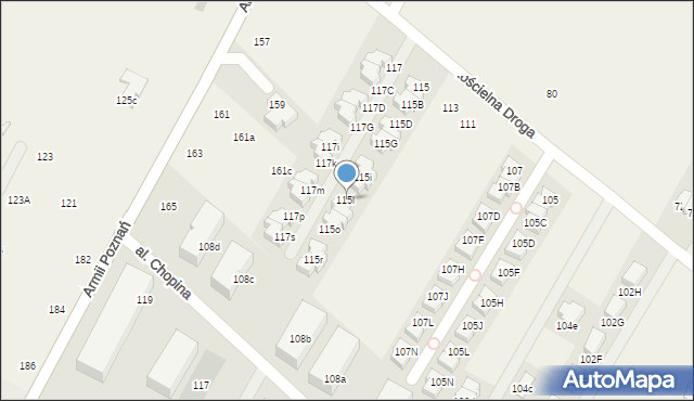 Łomianki Dolne, Kościelna Droga, 115l, mapa Łomianki Dolne