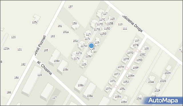 Łomianki Dolne, Kościelna Droga, 115m, mapa Łomianki Dolne