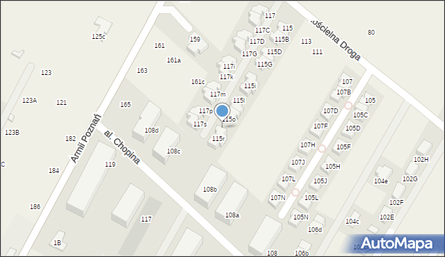 Łomianki Dolne, Kościelna Droga, 115p, mapa Łomianki Dolne