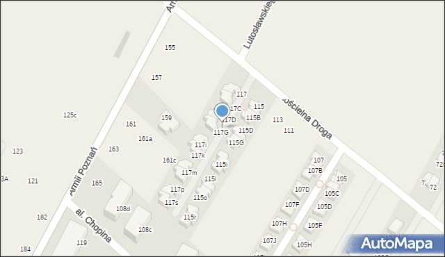 Łomianki Dolne, Kościelna Droga, 117F, mapa Łomianki Dolne