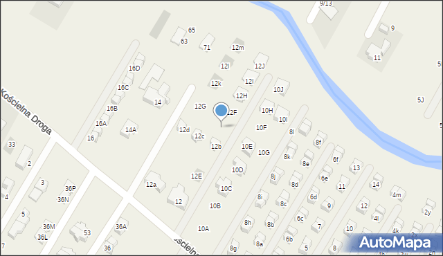 Łomianki Dolne, Kościelna Droga, 12E, mapa Łomianki Dolne