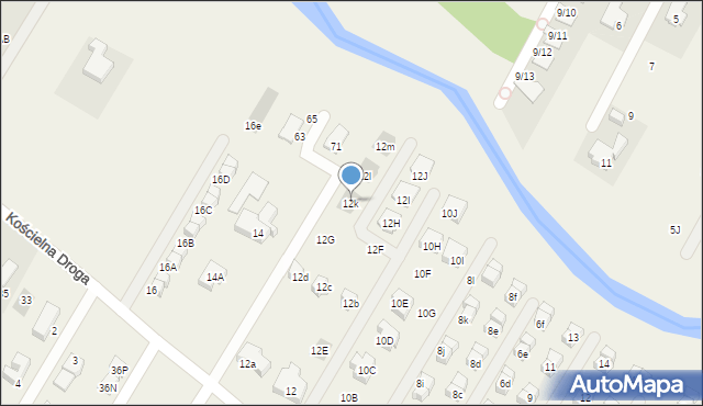 Łomianki Dolne, Kościelna Droga, 12k, mapa Łomianki Dolne