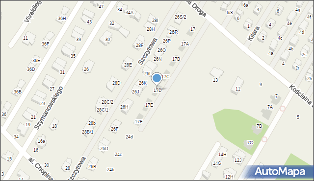 Łomianki Dolne, Kościelna Droga, 17D, mapa Łomianki Dolne