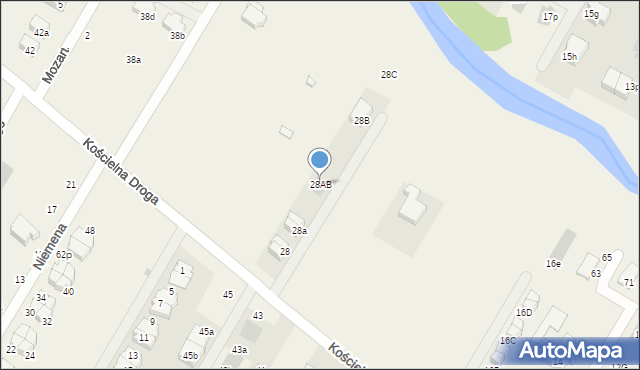 Łomianki Dolne, Kościelna Droga, 28AB, mapa Łomianki Dolne