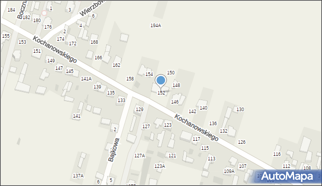 Łomna, Kochanowskiego Jana, 152, mapa Łomna